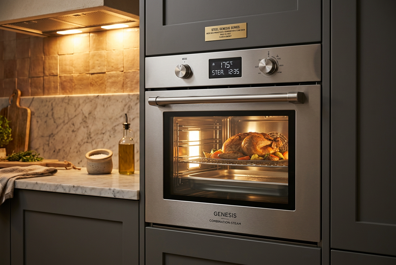 DOPPIO FORNO MULTIFUNZIONE COMBI-VAPORE STEEL SERIE GENESI GFFE6-S 60x90